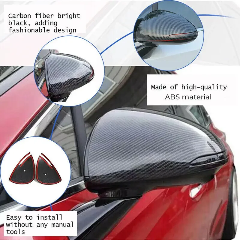 For Hyundai Sonata DN8 2020 2021 2022 Rearview Side Mirror Cover Wing Cap Exterior Door Rear View Case Trim Carbon Fiber Look