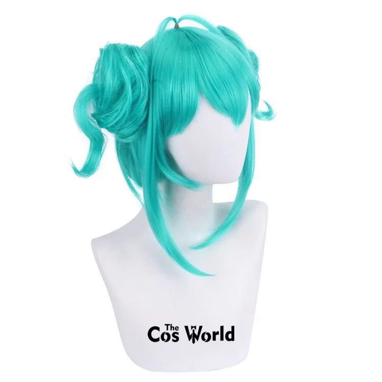 VOCALOID 미쿠 흰 토끼 토끼 50cm 긴 곱슬 할로윈 애니메이션 코스프레 가발 합성 머리 + 가발 모자
