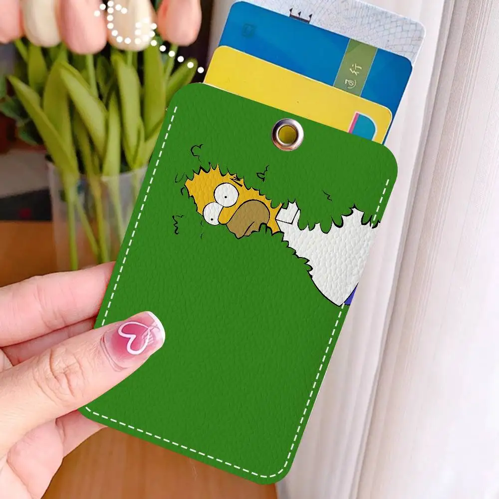حامل بطاقات سلسلة المفاتيح المستطيل من كارتون The S-Simpsons، حامل بطاقة الائتمان شارة، حامل بطاقة هوية الطالب، غطاء بطاقات الحافلة #5