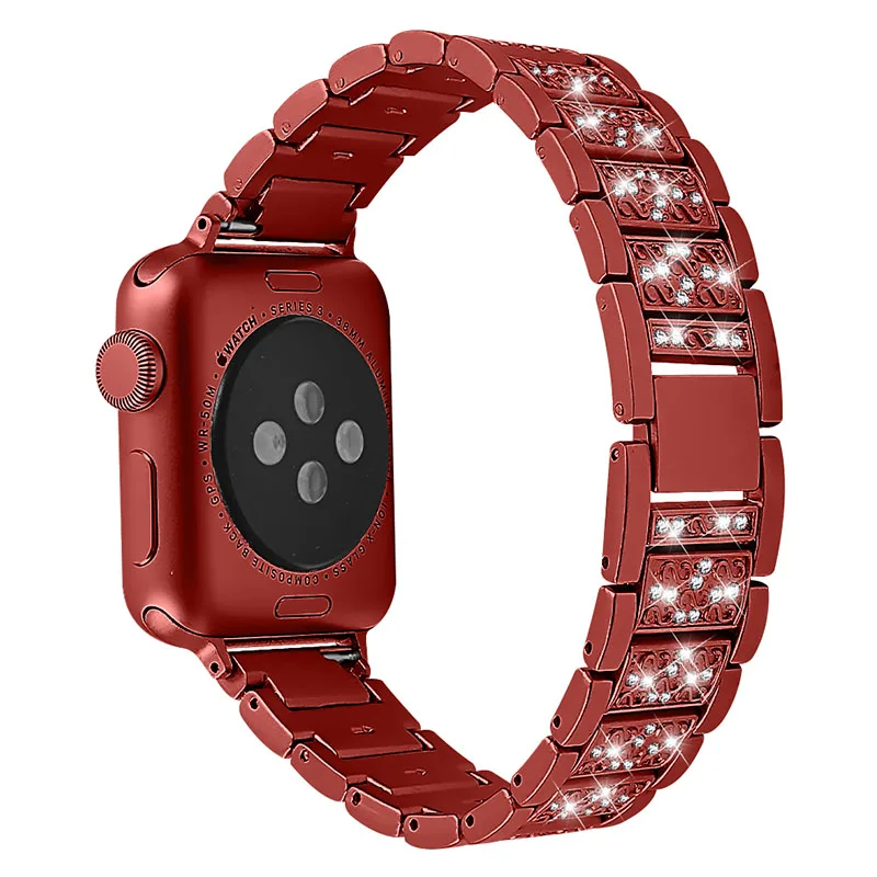 

Stainless Steel Rhinestone Smart Watch Strap Watchband Replacement for Apple Watch Series 10 46mm / Ultra 2 Ultra 49mm / 9 8 7 4