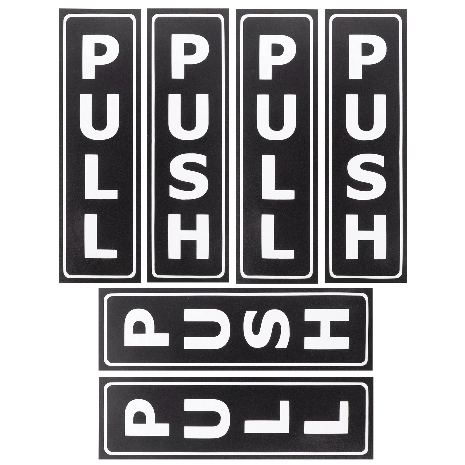 

6pcs Reusable Pull Push Stickers Hollowed Door Decals Removable Glass Wall Metal Surface Bathroom Office Store Hotel Restaurant