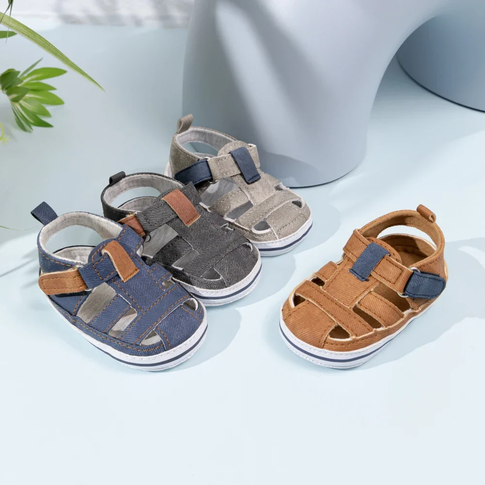 Boys Girls Baby Baotou Sandals Hundred Shoes Summer New 0-18 Months  Soft Bottom Anti-slip Hollow Breathable Walking Shoes