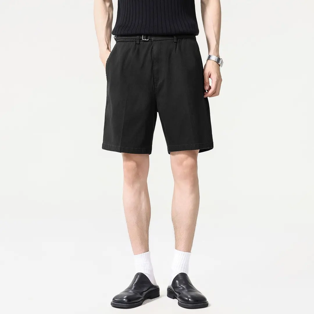 Summer Korean Streetwear Fashion Suit Shorts Men Old Money Fashion Loose Casual Short Pants Commuter Shorts Trousers