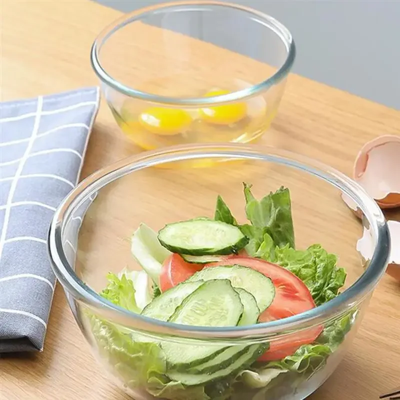 1pcs Household Glass Bowls Dessert Bowls Salad Bowls Kitchen Tablewares (Transparent)  Salad Bowl Noodle Bowl Cute Microwaveable