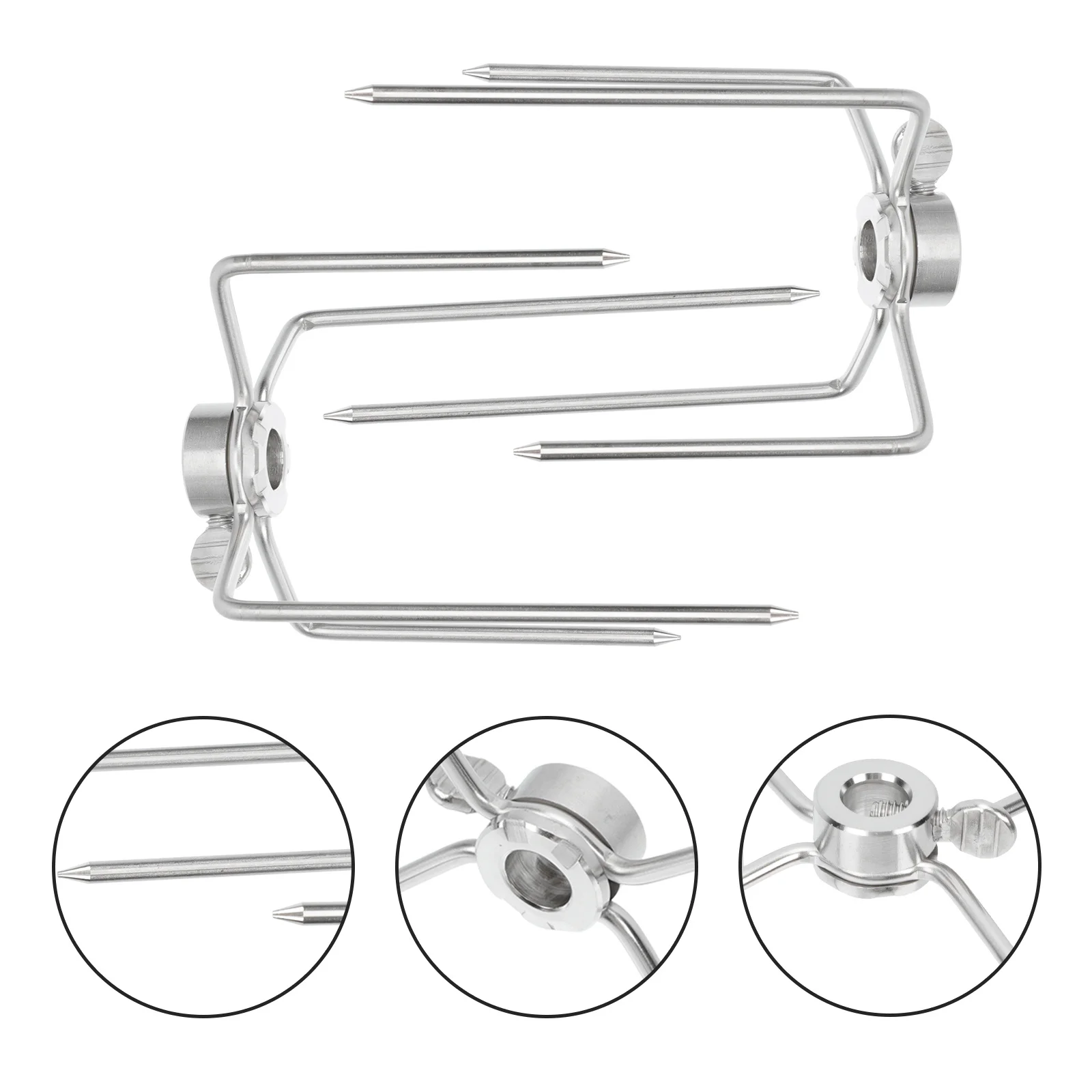 

2pcs Stainless Steel Roasting Forks Thickened Durable Bbq Grill Tool For Oven Rotating Chicken Turkey Fish Cooking Home Kitchen