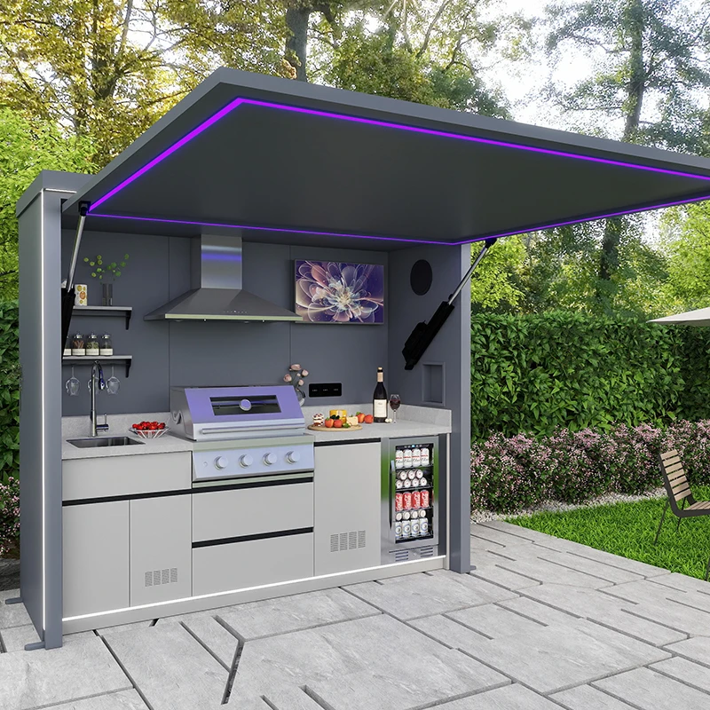 Bbq Grills Electric Lighter Outdoor Kitchen Cabinet Gas Stove Stainless Steel Chrome Plated Remote Control Flame