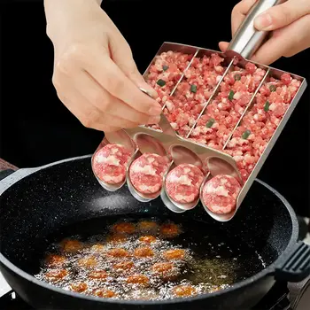 Kuchyňský nástroj na výrobu masových kuliček z nerezové oceli 304 stlačovací nástroj na rybí masové kuličky, hovězí masové kuličky, kulaté masové kuličky, kuchyňské nástroje na drůbež 6 nejlepší prodej výrobník masových kuliček - №5