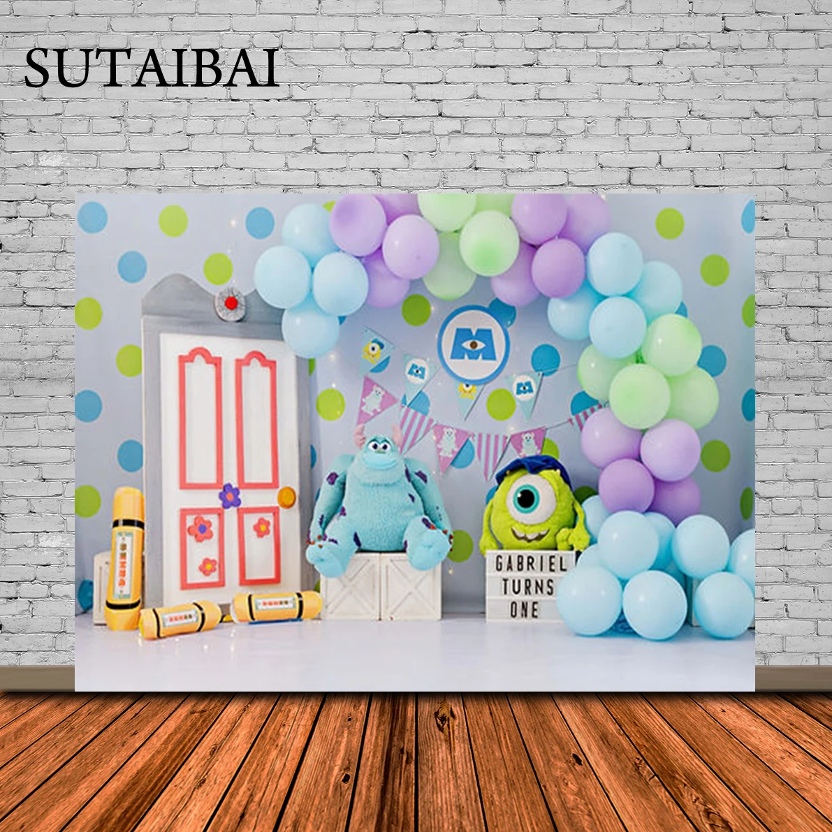 

Monsters University Backdrops Monsters Inc Background Mike Wazowski Birthday Party Supplies Banner Wall Decor Photo Studio Baby