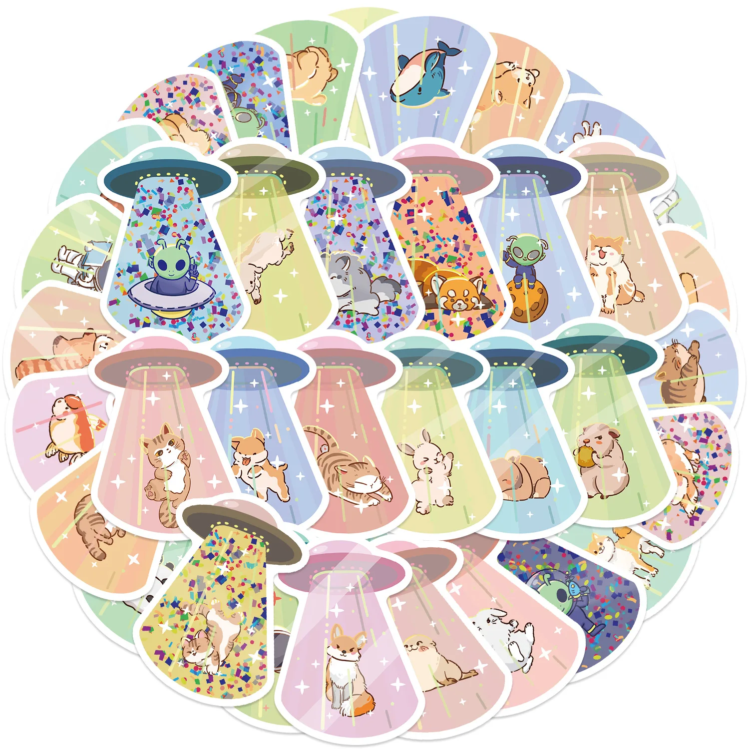 50PCS UFO Kidnapped Friend Stickers Graffiti Stickers DIY Diary Phone Case Handmade Scrapbook Aesthetic Stickers image 4