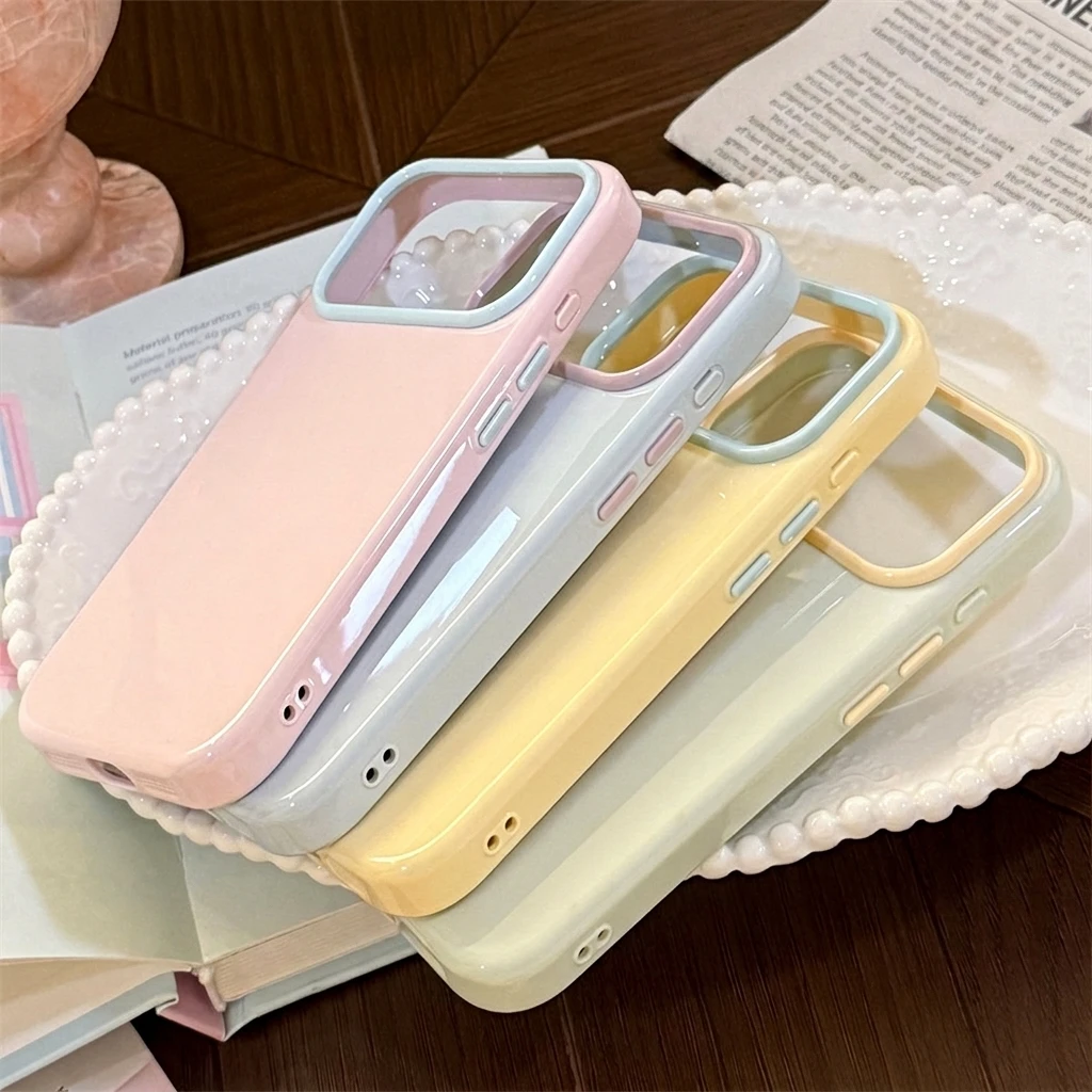 クリーミーな美的感覚のソリッドカラー、ドーパミン風パッチワー - Phone Cases Aesthetic のレビューと価格