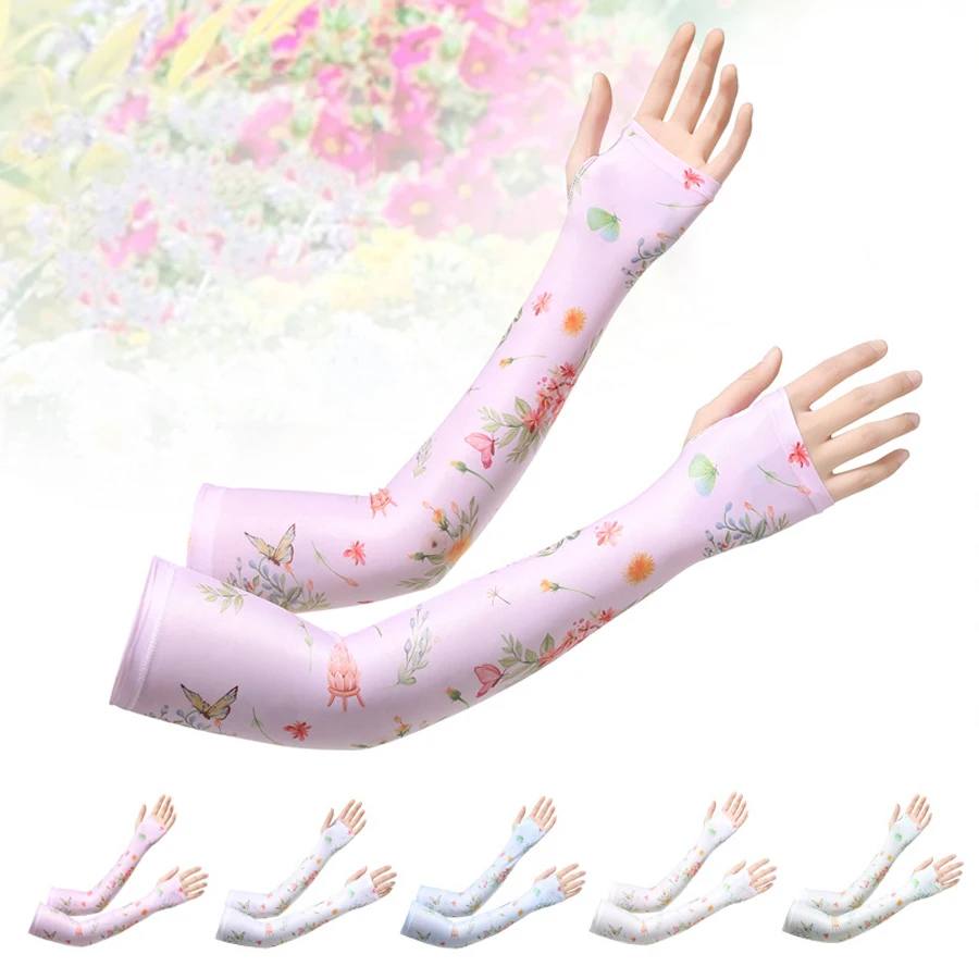 

Женские шелковые рукава, спортивные солнцезащитные перчатки для защиты рук, охлаждающие перчатки для бега, рыбалки, велосипеда-1 пара