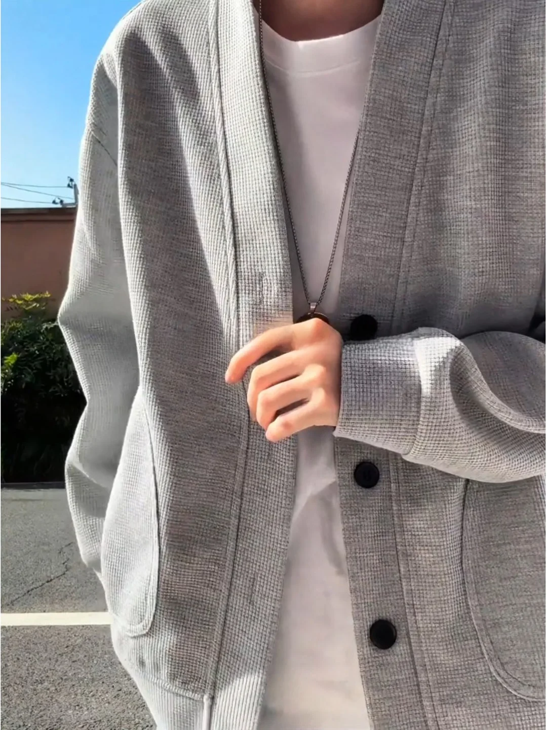 

Men's Knitted V-Ne Open Cardigan Jaet Lazy Sle Spring Autumn High Sensation American Retro Long Sve Top