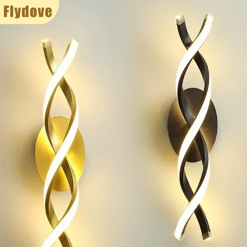 

Minimalist Spiral Aluminum LED Wall Lamp Creative Corridor Balcony Entrance Bed Background Wall Lighting Decoration Lamp