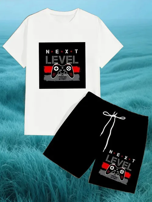 

Новейший популярный комплект футболок 2025 года, 3D трендовые мужские футболки с различными элементами, модный уличный мужской комплект, летний топ, шорты, дышащие