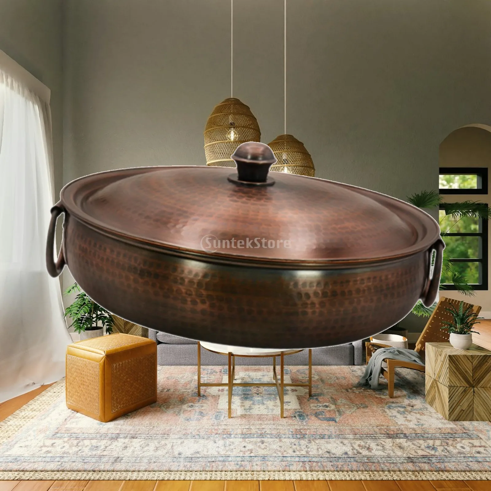 China Copper Chafing Dish Thick Noodles Pot Beautiful Copper Hot Pot for Parties Restaurant Caterers Picnic Home Commercial