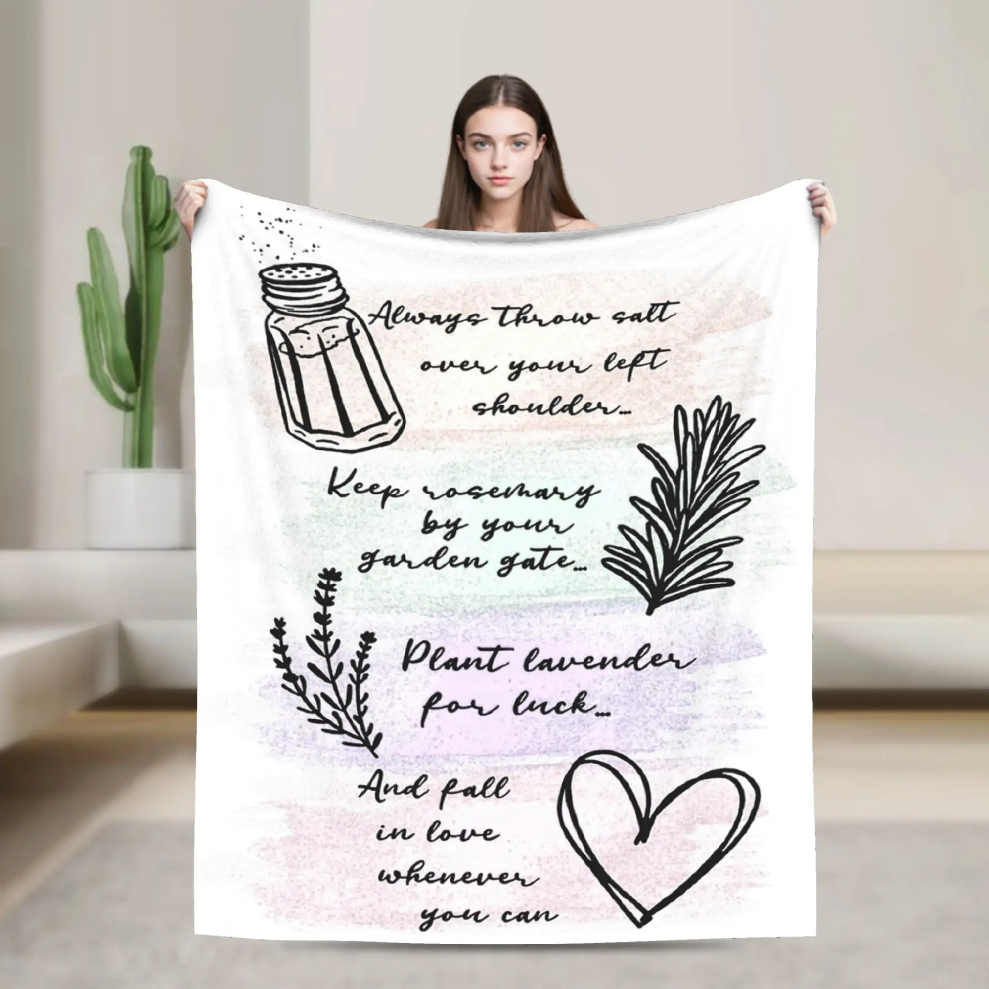 Always Throw Spilled Salt Practical Magic Inspirit Quote Fleece Blanket  Custom Throw Blanket for  Sofa Bedding Lounge Rug Piece