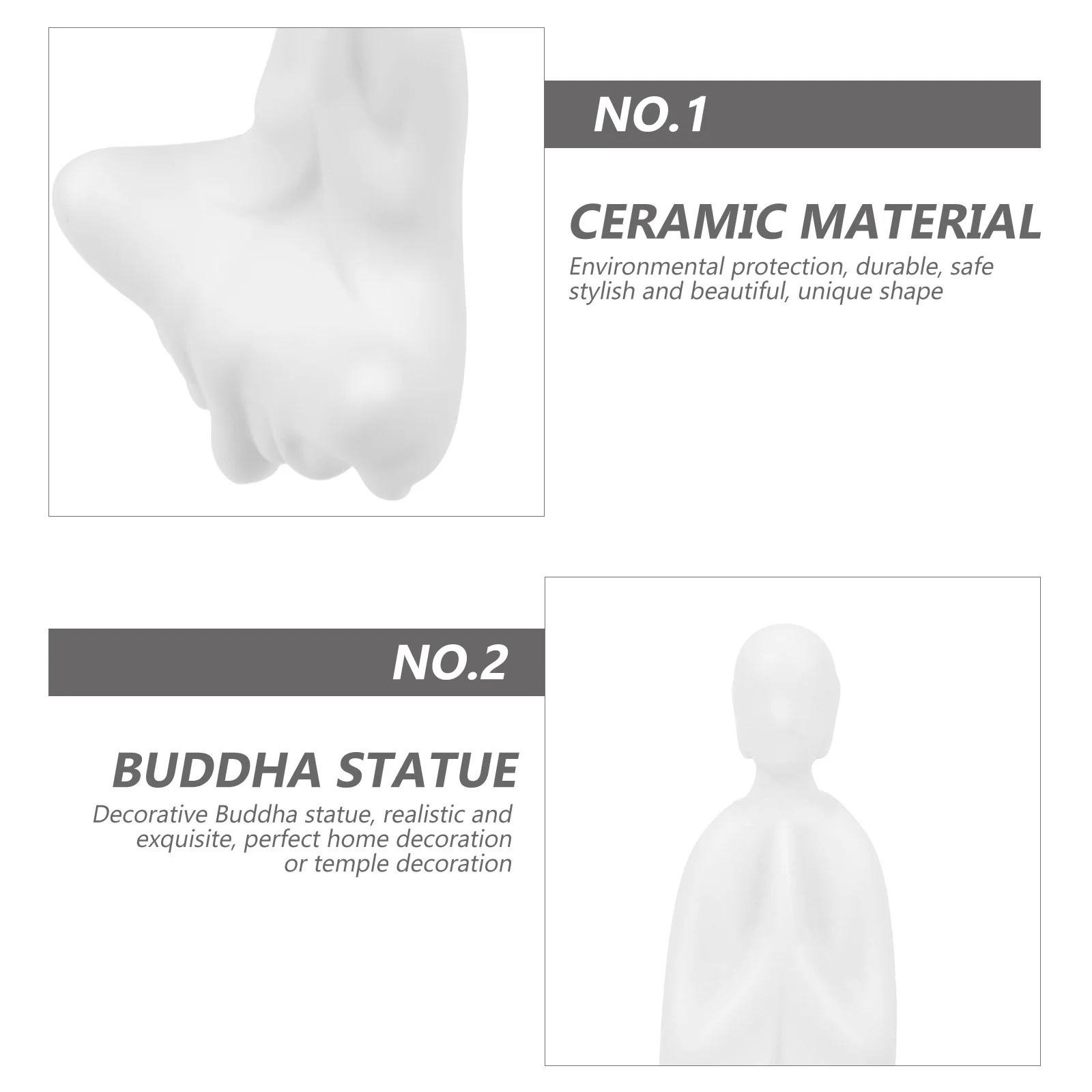 Estatua budista de cerámica vívida, decoración Zen elegante, adorno para el hogar, oficina, coche, diseño de interiores de estilo religioso estable compacto