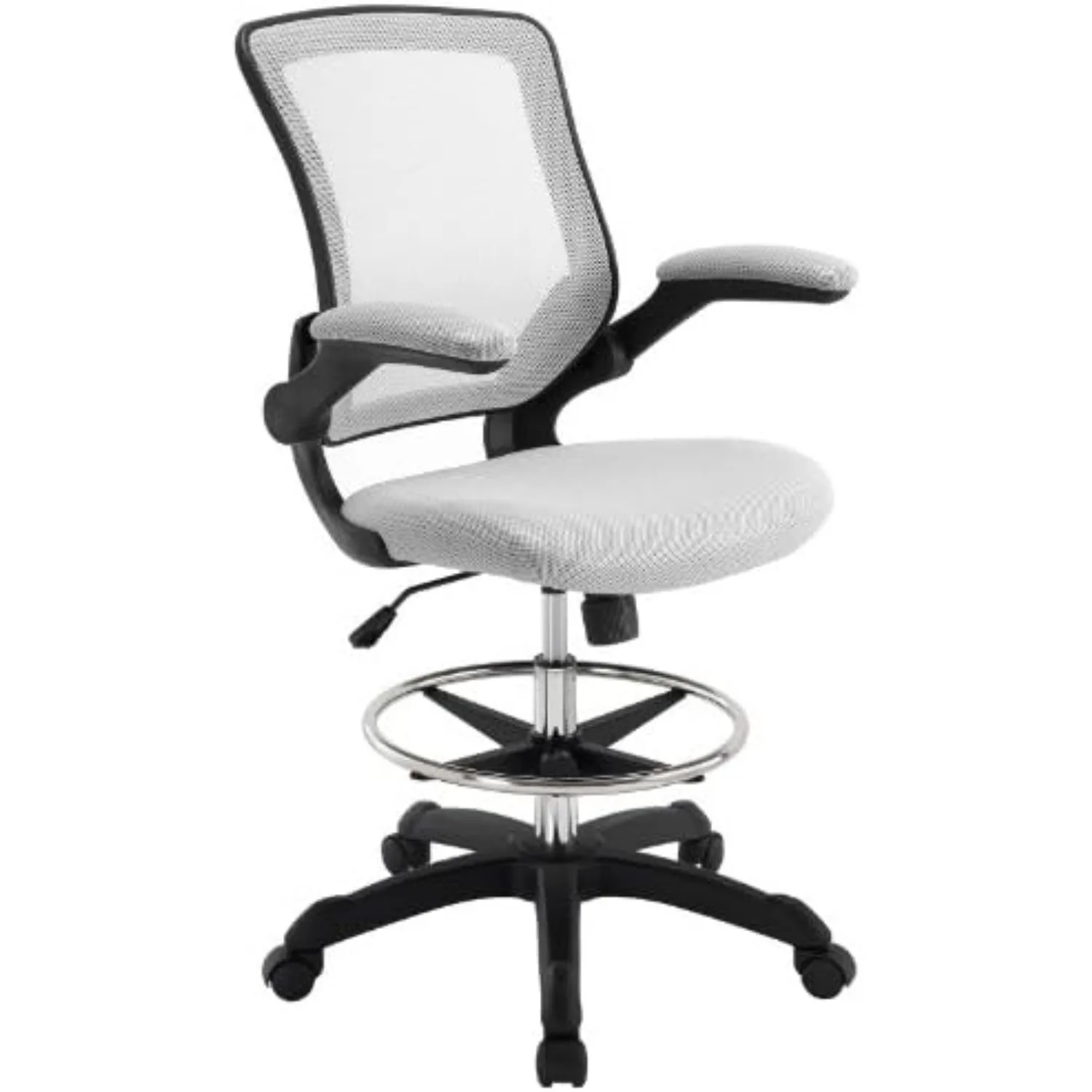 MO-EEI-1423-GRY Silla de dibujo con brazos abatibles para recepción Veer, 22.5"L x 25.5"W x 41.5-50"H, gris