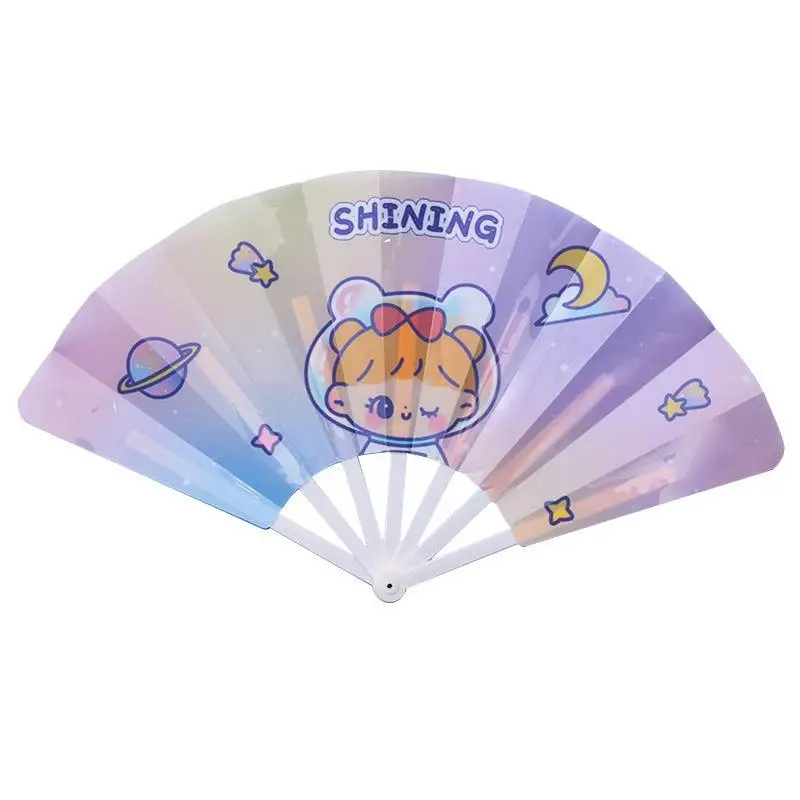 

Cute Ins Summer Folding Fan 7-Fold Handheld Small Fan for Students Children's Day Gift Shell Bunny Strawberry Designs 24cm Size