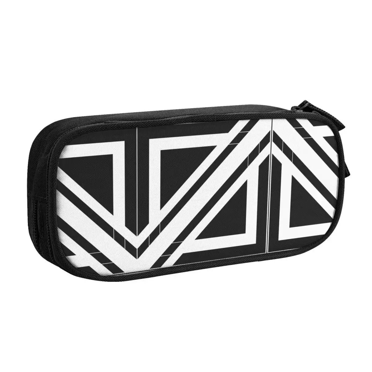 Custom Kawaii Black And White Modern Abstract Pattern Pencil Case for Geometric Pattern Large Capacity Pen Bag Box Stationery