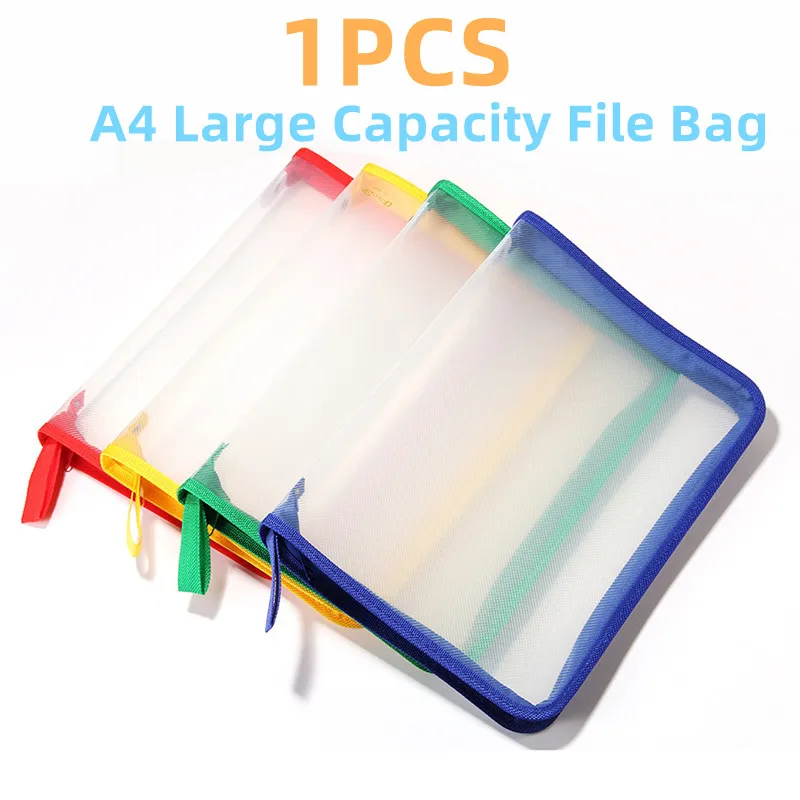 A4 1PCS Zipper Bag Folder Information Student File Bag  Desk Organizer