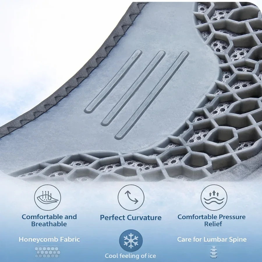 Honeycomb Design Gel Cushion Breathable, Soft and Easy to Clean Provides Comfortable Support Elastic Gel Car Seat