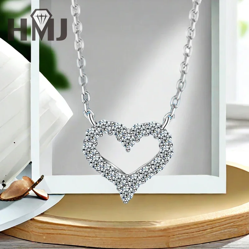 Moissanite Diamond 1CT Necklace For Woman Pendant 925 Silver   Women Chains Party Bridal Fine Jewelry