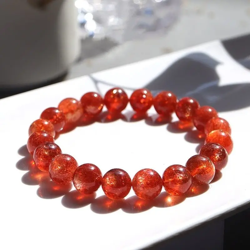 

Mencheese Collection Grade Natural Golden Sun Bracelet Orange Golden Sand Crystal Strawberry Quartz Bracelet Couple Gift