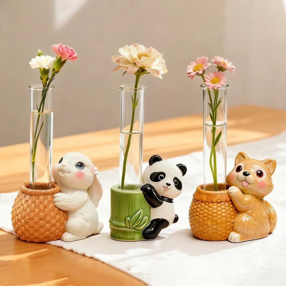 

3d Animal Base Hydroponic Silicone Molds Diy Cute Panda Dog Cat Rabbit Frog Flower Arrangement Vase Epoxy Resin Molds