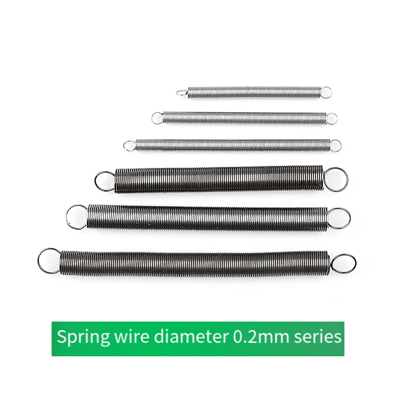 0.2mm Wire Dia Spring Steel O Ring Hook Extension Tension Spring Coil Spring Dual Hook Spring Pullback Spring L=8-310mm