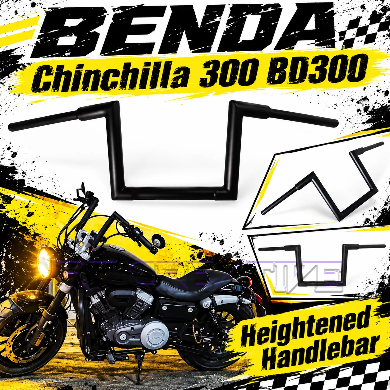 Flat High Rise Handlebar Bobber Style Custom Upgrade For BENDA Chinchilla 300 BD300 Cruiser Bike