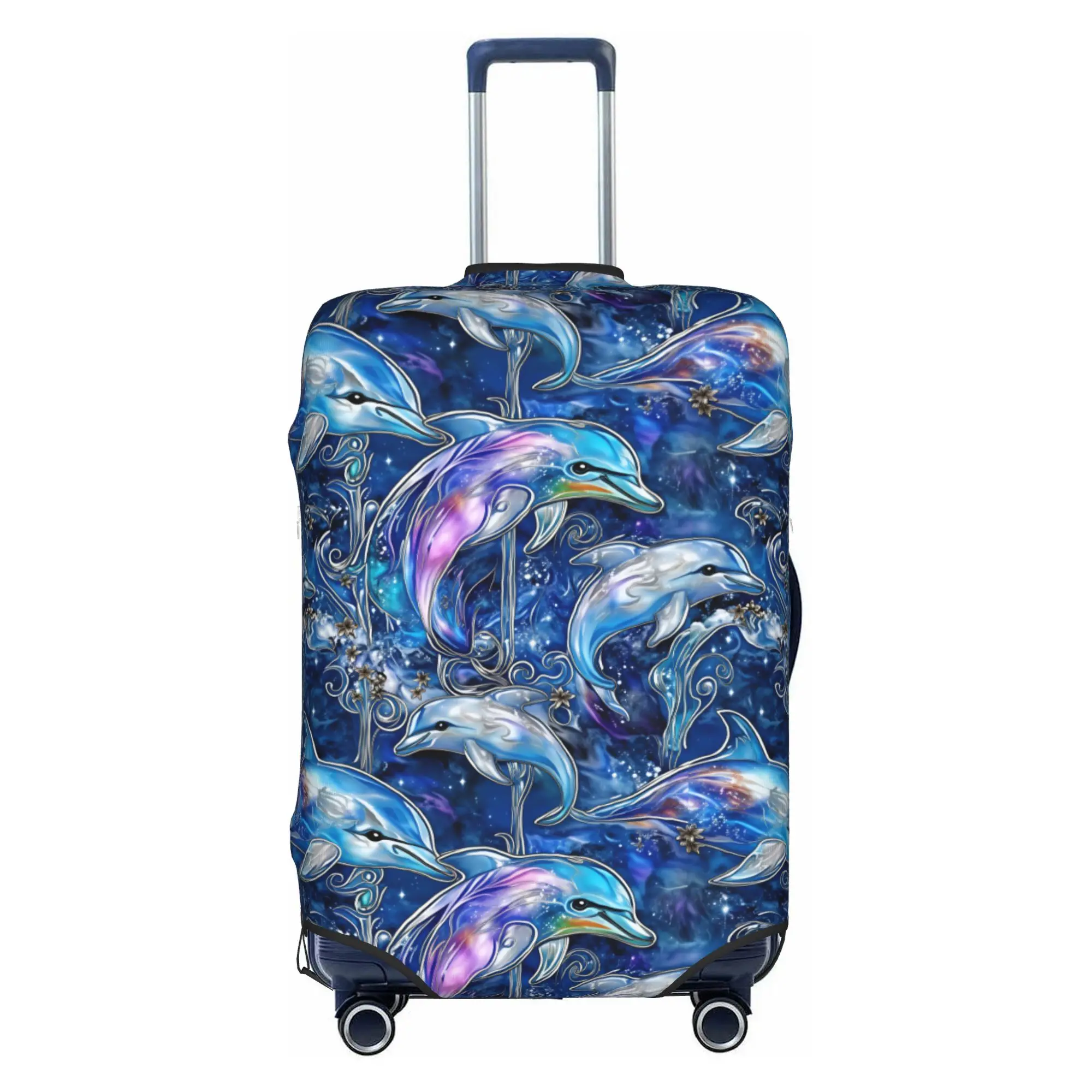 Funny Colourful Creative Dolphin  Luggage Cover Protector Cute Ocean Blue Sea Animal Travel Suitcase Covers for 18-32 Inch