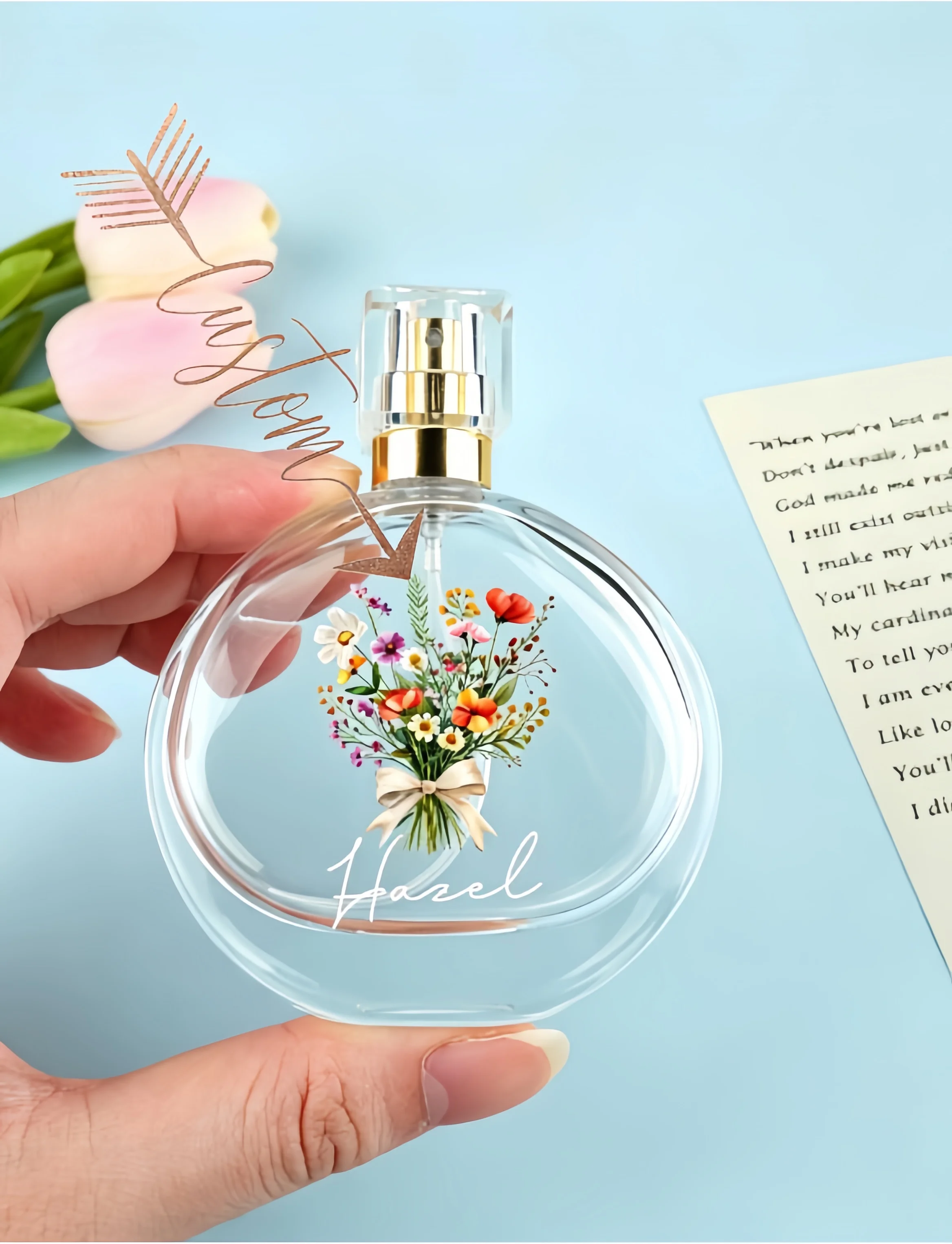 ersonalized Empty Glass Perfume Bottle, Custom Wedding Gifts for Bride and Groom, Bridesmaid Gifts & Wedding Favors, Refillable