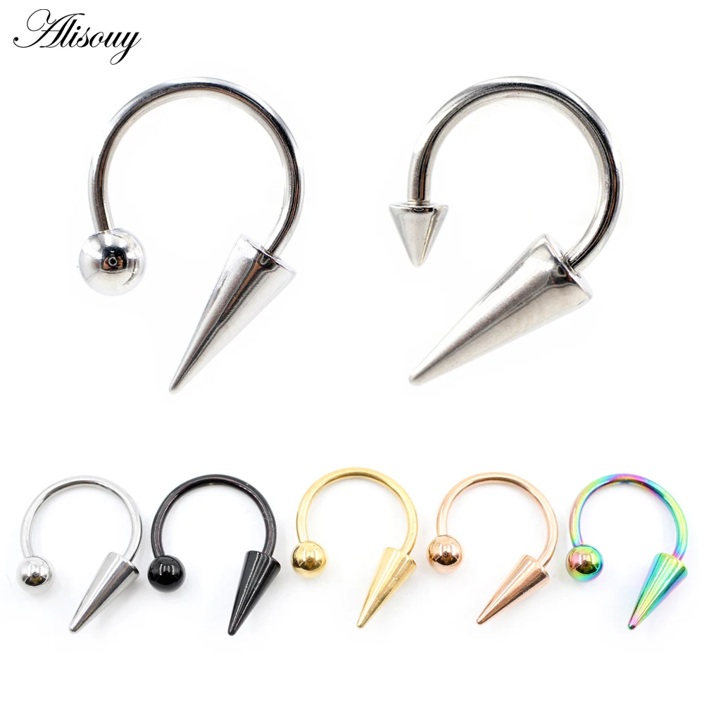 1pc Stainless Steel Cone Captive Bead Septum Lip Labret Eyebrow Nose Ring Ear Guauge Horseshoe BCR Nipple Piercing Body Jewelry