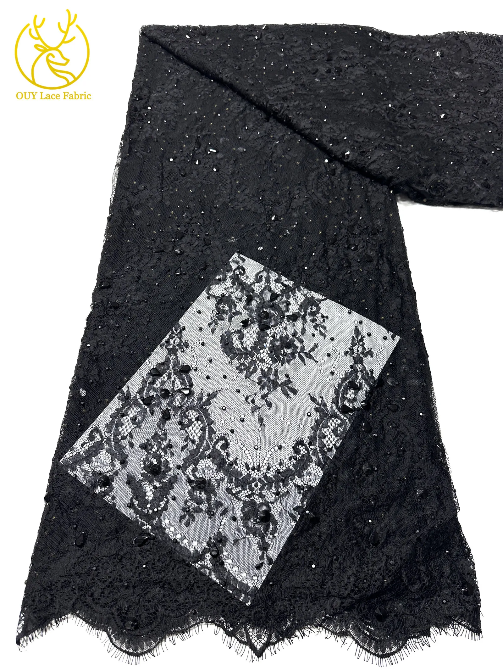 Roter nigerianischer Spitzenstoff, hochwertige afrikanische Milchseide mit Steinen, Guipure-Kordel für Damen-Partykleider, DIY-Nähzubehör, 3 Meter – Detail 29