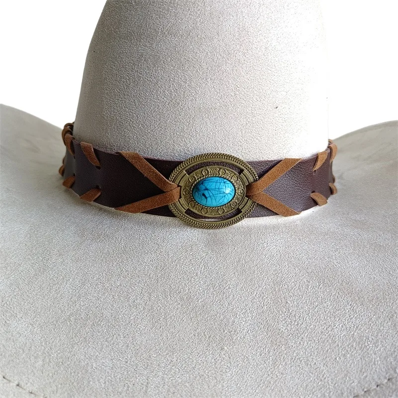 Turquoise Cowboy Hat Ingot Wealth and Treasure Faux Suede Ingot Shaped Hat Cowboy Hat British Style Retro Men's Woman's Gorras