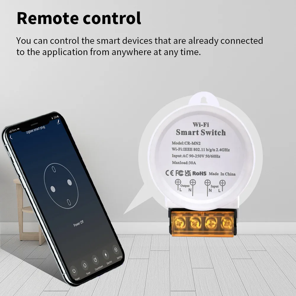 Cerhot  30A Tuya WiFi Smart Switch Power Monitor Switch WiFi Control AC 90-250V Works With Alexa Google Assistant Voice Control