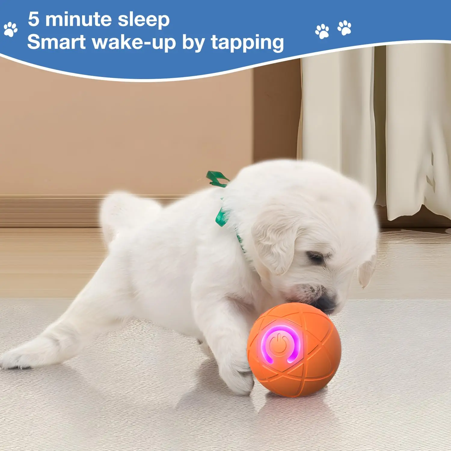 Giocattolo interattivo con palla per cani da 2 pezzi – Giocattolo per animali domestici attivato dal movimento automatico a LED ricaricabile TPU resistente alla masticazione per cani di piccola taglia e gatti