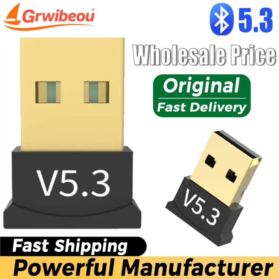 

Wireless USB Bluetooth 5.3 Adapter Transmitter Wholesale Price for PC Laptop Wireless Speaker Audio Receiver USB Transmitter