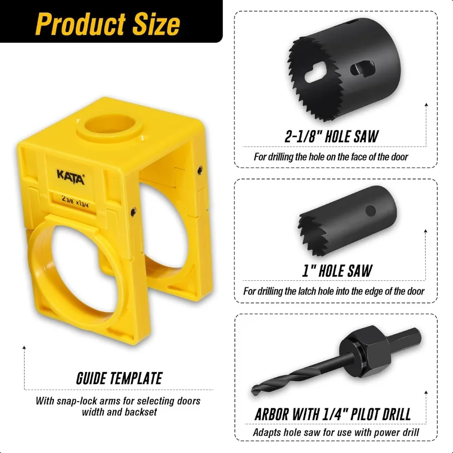 KATA 13 8 "13 4" طقم تركيب قفل الباب مع فتحات تخليص شرائح كبيرة قفل الباب منشار ثقب للمسامير الميتة والأقفال لـ Wo #2