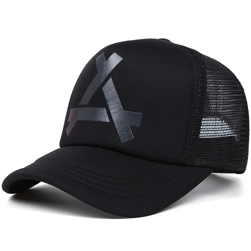 Triangle Print Mesh Baseball Cap Breathable Sun Protection Snapback Cap For Women Men Outdoor Sports Hiking Trucker Hat Dad Hat