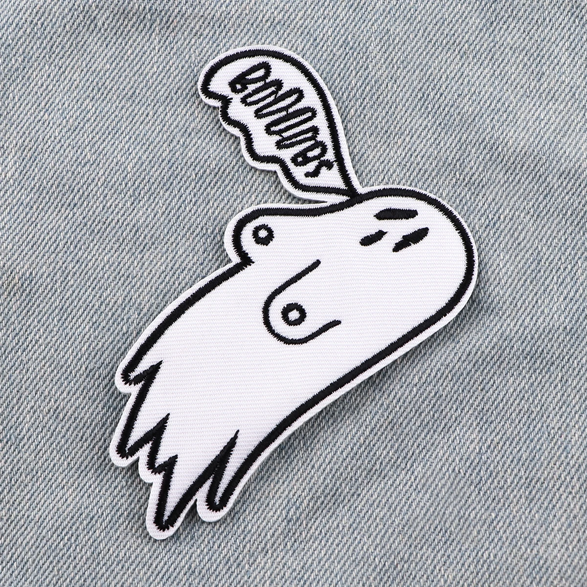 Halloween White Ghost Embroidery Patch, Cartoon Iron On Patches para Vestuário, Jeans costurar adesivos