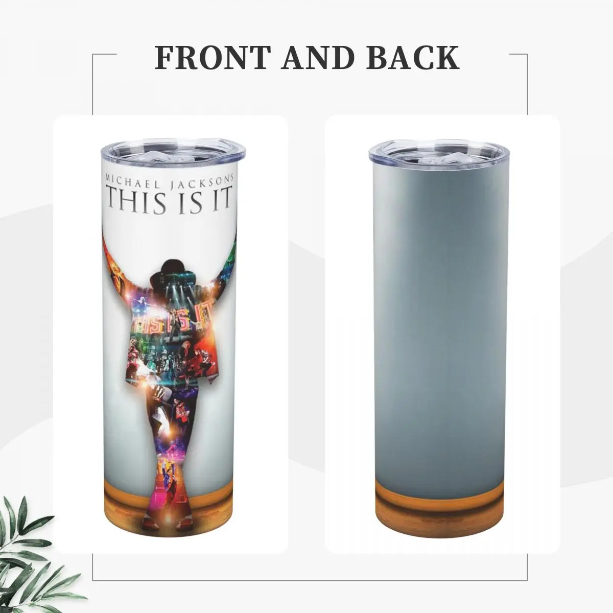 Michael J-Jackson Stainless Steel Tumbler Vacuum Insulated Mugs Thermal Cold Bottle Straws With Lid 20oz