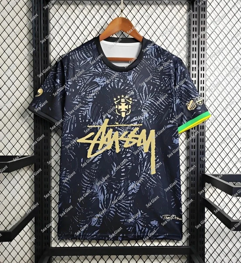

2025 best-selling new 3D printed Brazilian jersey for men and women, quick-drying and breathable sports round neck T-shirt