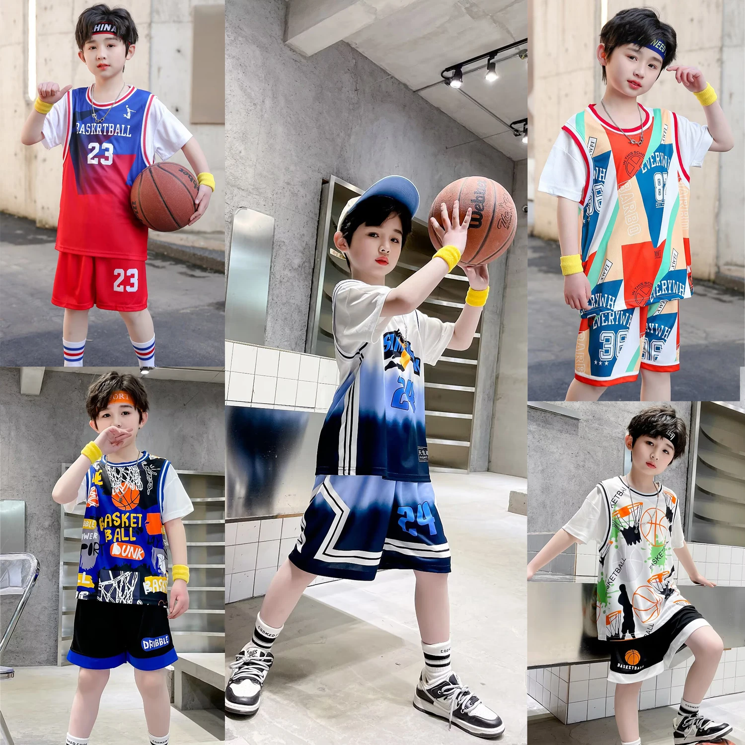 Kids Basketball Jersey Suits Quick-drying Fashionable Children Team Training Uniform Boy and Girls Shirt Sportswear Clothings