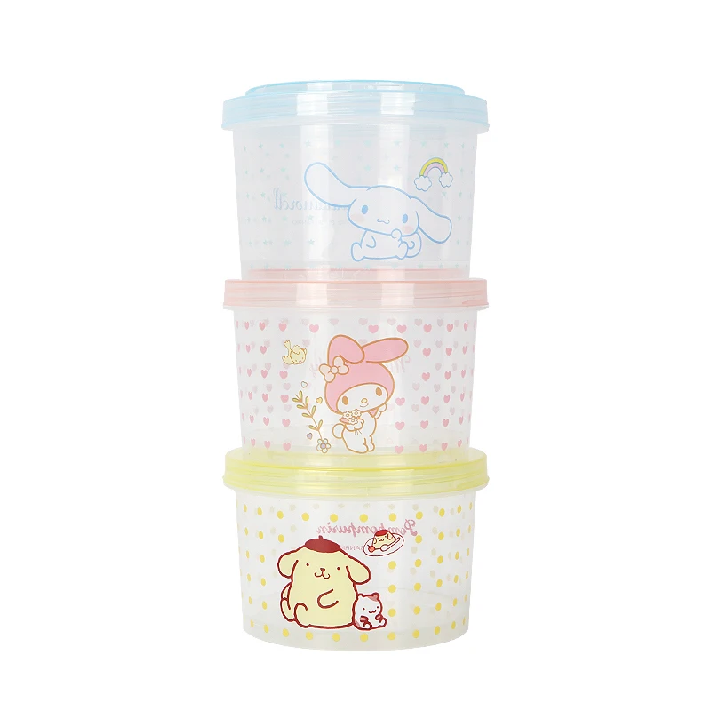 Sanrio stapelbare ronde bentobox set, draagbare voedselcontainer, magnetronbestendig, makkelijk schoon te maken, voor kinderlunch, picknick en reizen