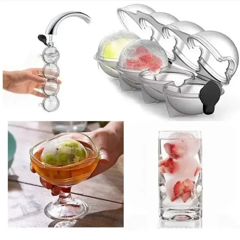 1 4-hole / 15-hole PP transparent kitchen ice box Cube ice maker DIY round ice ball mold