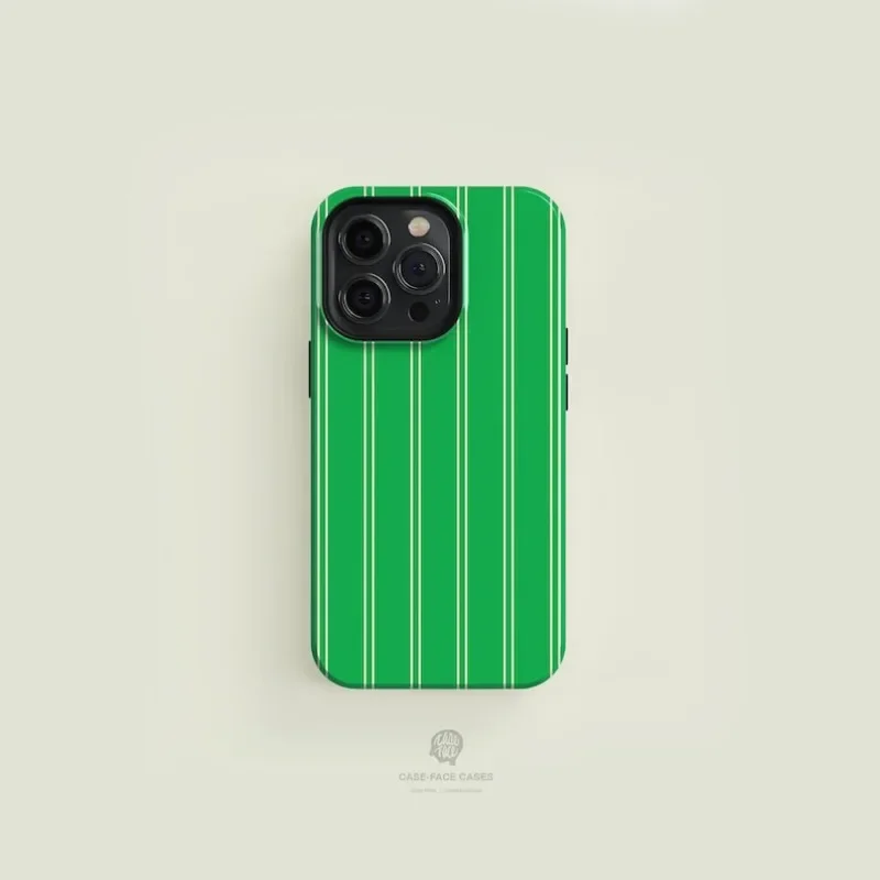 Pinstriped Green Case Case For IPHONE 16ProMax 15 14 13 12 11 PRO Plus Acrylic TPU Two in one Magnetic Phone Cases