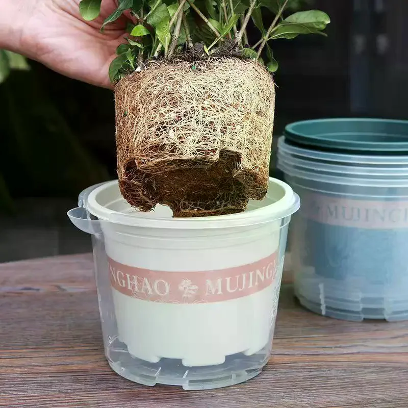Self Watering Plastic Flower Pot Double Layer Hydroponics Plants Bonsai Pot Vases Potted Home Office Decor