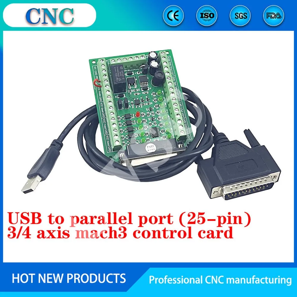 USB to parallel port (25-pin) mach3 3/4 axis control card DIY engraving machine controller